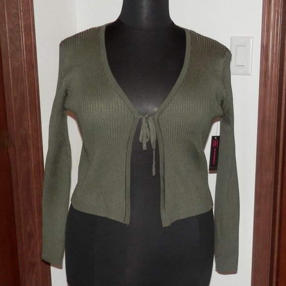 NO BOUNDARIES GREEN LONG SLEEVE TIE FRONT CARDIGAN * NEW * - Picture 1 of 3